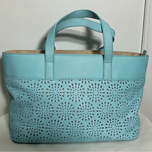 Talbots Handbags - Talbots blue turquoise satchel handbag  with cutout designs NWOT